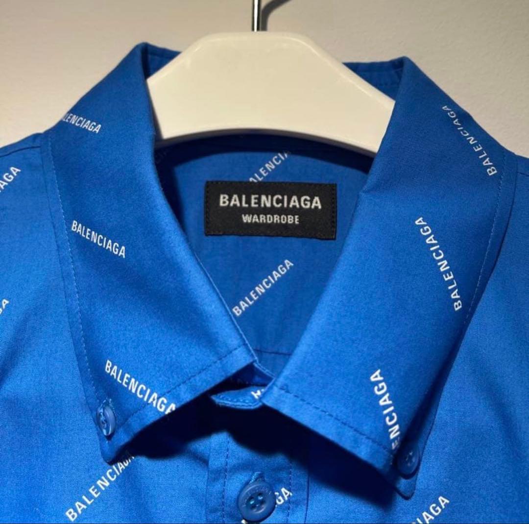 BALENCIAGA 2021 Logo All-Over Print Long Sleeve Size 37 #QY6FIT