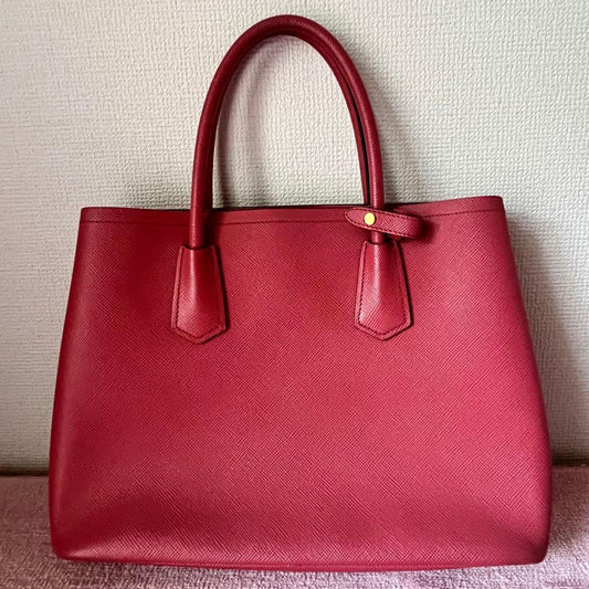 PRADA Prada Saffiano Bag Cuir Triangle Logo Pink #QYDIP9