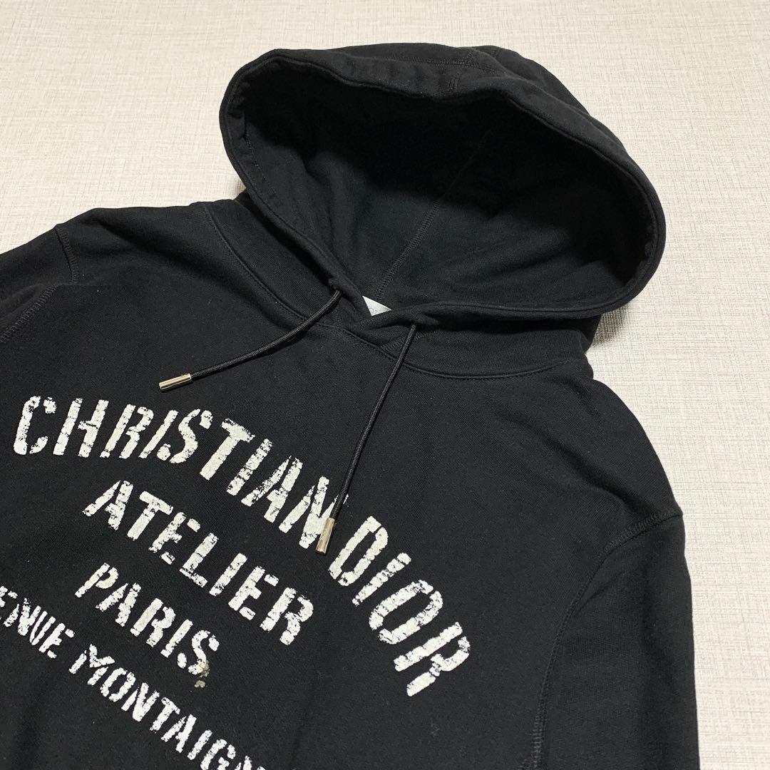 DIOR Pullover Hoodie with Atelier Logo, Black, Size S #QYE5VW