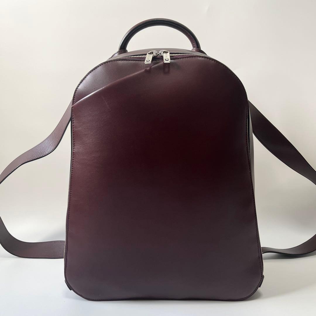 VALEXTRA My Logo Backpack Leather Bordeaux Burgundy Men #QY3G0E