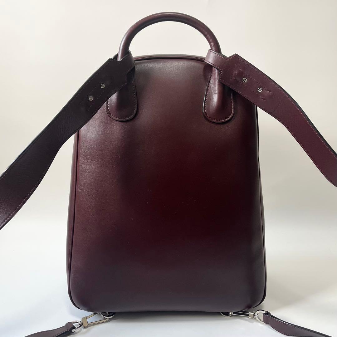 VALEXTRA My Logo Backpack Leather Bordeaux Burgundy Men #QY3G0E