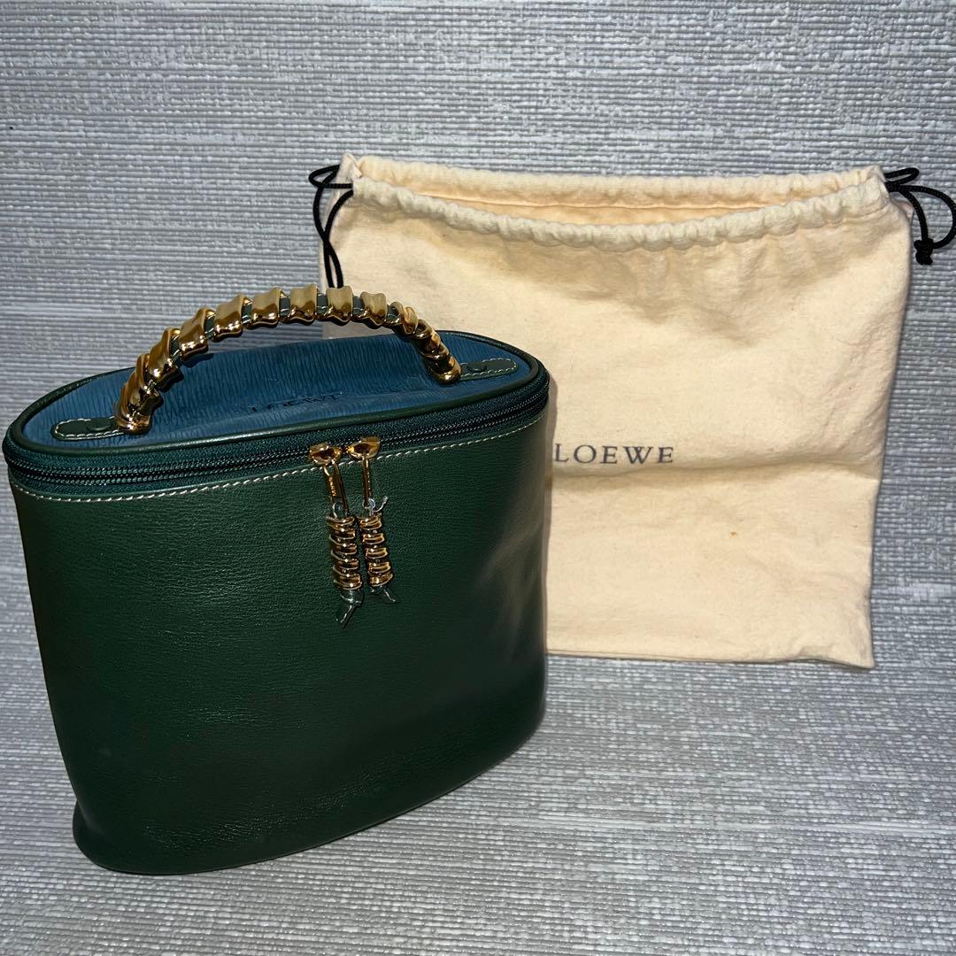 LOEWE Velazquez Metal Handle Combination Leather Bag Mint #QY8F9R