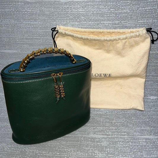LOEWE Velazquez Metal Handle Combination Leather Bag Mint #QY8F9R