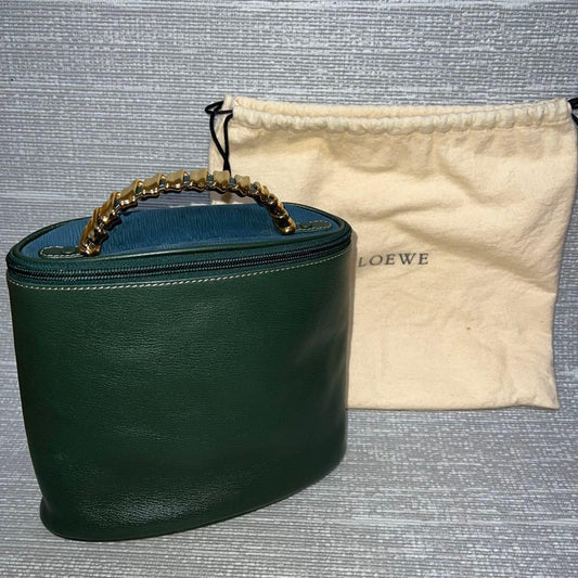 LOEWE Velazquez Metal Handle Combination Leather Bag Mint #QY8F9R