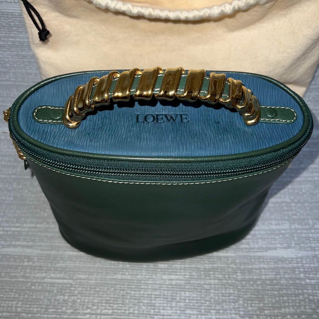 LOEWE Velazquez Metal Handle Combination Leather Bag Mint #QY8F9R
