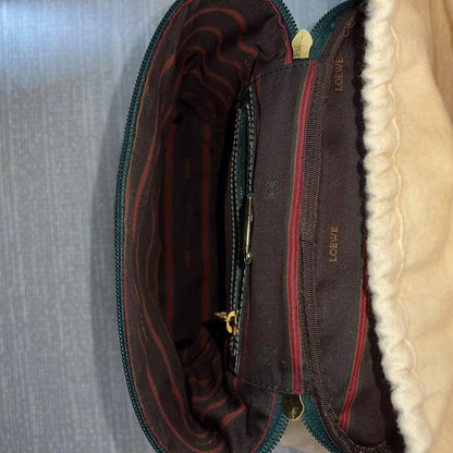 LOEWE Velazquez Metal Handle Combination Leather Bag Mint #QY8F9R