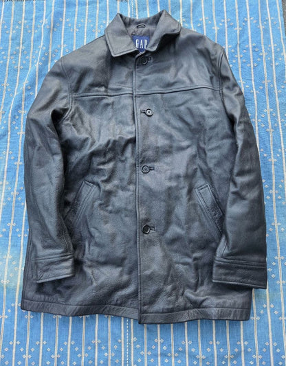 072 GAP Genuine Leather Car Coat, Size M #QY134T
