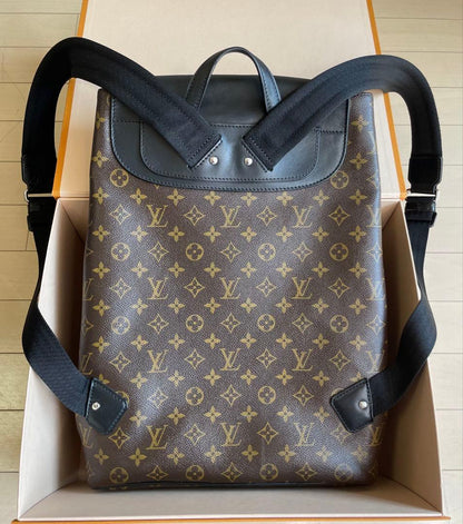 LOUIS VUITTON Parc Backpack Monogram Macassar Flap Buckle #QYKL19
