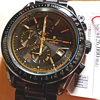 Full Black IP Coating Center Chronograph Limited Men Watch #QYBDS9