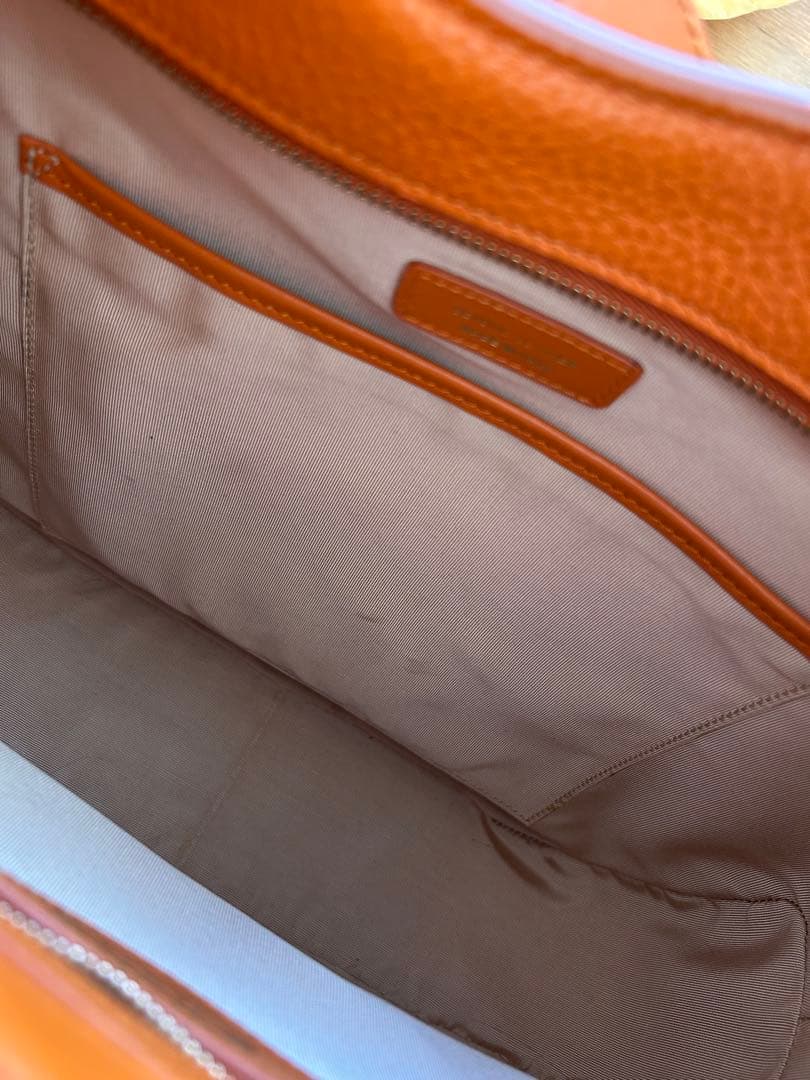 TOD'S Orange Hobo Shoulder Bag T-Logo Hardware W34 H34.5 Authentic #QYK5IU