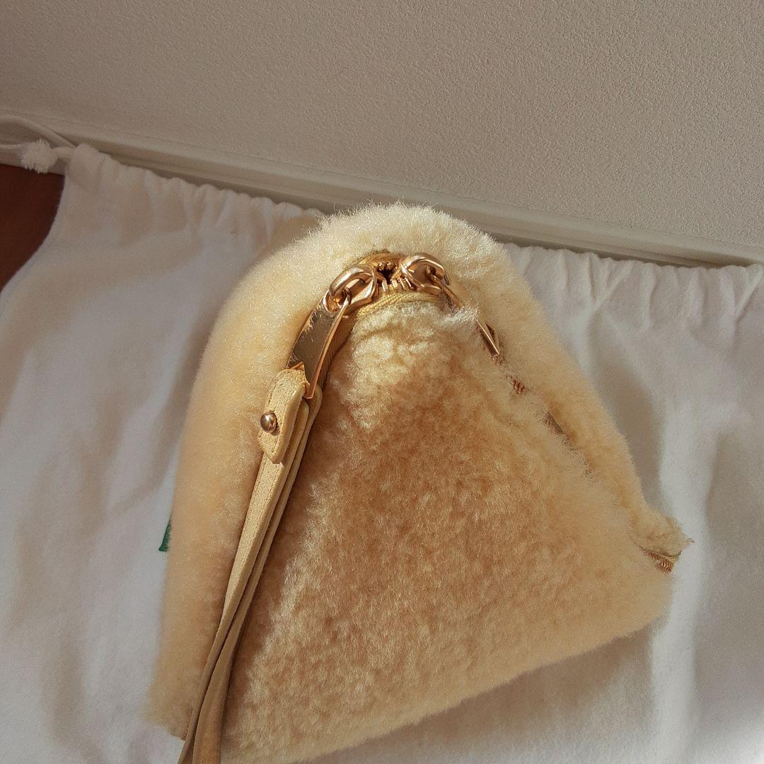 BOTTEGA VENETA Pyramid Shearling Mouton Bag Yellow Calfskin Sheepskin #QY00Y8