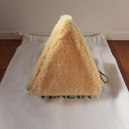 BOTTEGA VENETA Pyramid Shearling Mouton Bag Yellow Calfskin Sheepskin #QY00Y8