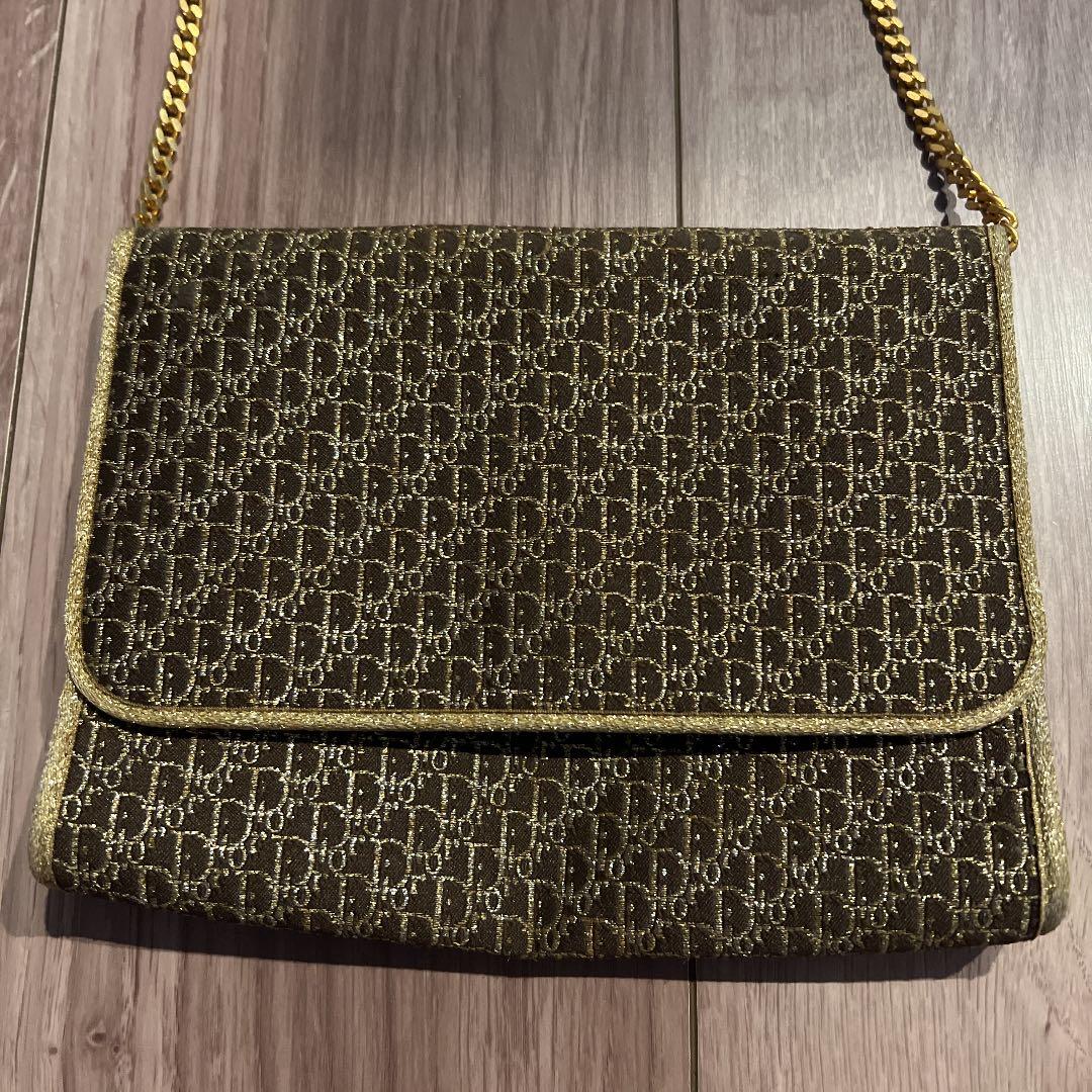 Christian Dior Vintage Gold Leather Shoulder Bag 50yr Old #QY8LW0