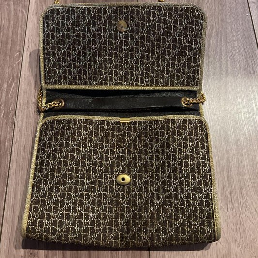 Christian Dior Vintage Gold Leather Shoulder Bag 50yr Old #QY8LW0