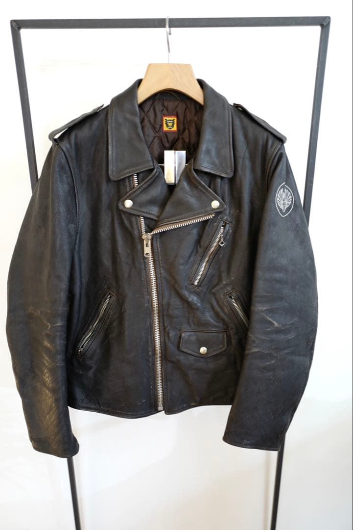 HUMAN MADE Black Leather Double Rider Jacket #QYGQ73