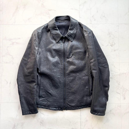Giorgio Armani leather jacket with leather tag, black sheepskin #QY0V6G
