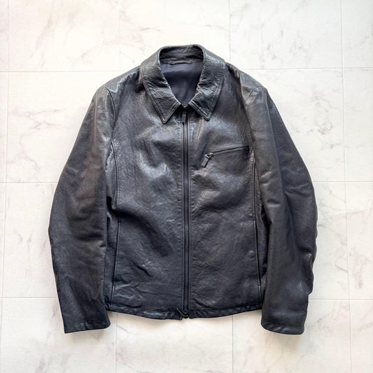Giorgio Armani leather jacket with leather tag, black sheepskin #QY0V6G