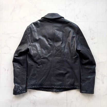 Giorgio Armani leather jacket with leather tag, black sheepskin #QY0V6G