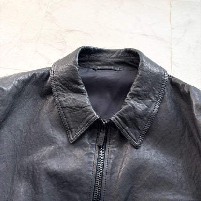 Giorgio Armani leather jacket with leather tag, black sheepskin #QY0V6G