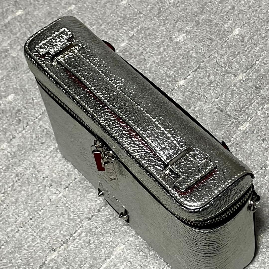 20SS Christian Louboutin Kipi Pouch Shoulder Bag, Silver Spike Silver #QYBD04
