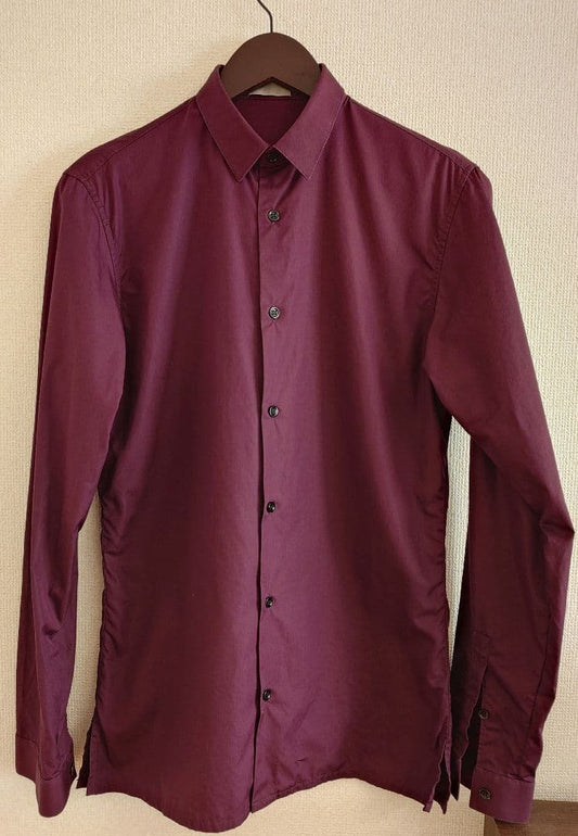 Dior Homme Tiny Collar Shirt, Bordeaux, Eddie Evans, 2004 Autumn/Winter #QYHSL1