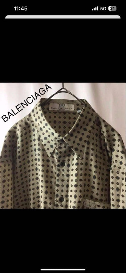 BALENCIAGA Polka Dot Long Sleeve Shirt, Size M #QY0V90
