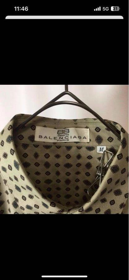 BALENCIAGA Polka Dot Long Sleeve Shirt, Size M #QY0V90