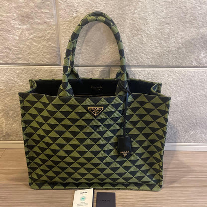 PRADA 2VG099 Symbol Embroidery Fabric Green #QYI8OA