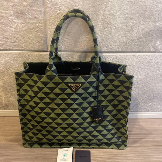 PRADA 2VG099 Symbol Embroidery Fabric Green #QYI8OA