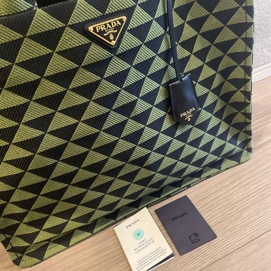 PRADA 2VG099 Symbol Embroidery Fabric Green #QYI8OA