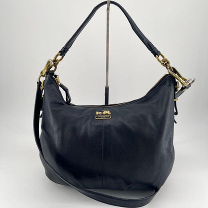 Coach Hobo Madison 2-way shoulder bag in black leather #QYAINO