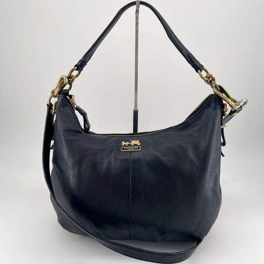 Coach Hobo Madison 2-way shoulder bag in black leather #QYAINO