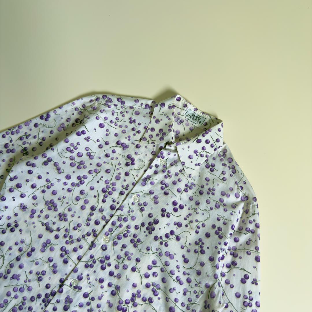 HERMES 2010s Blueberry Pattern Shirt #PGD2SA