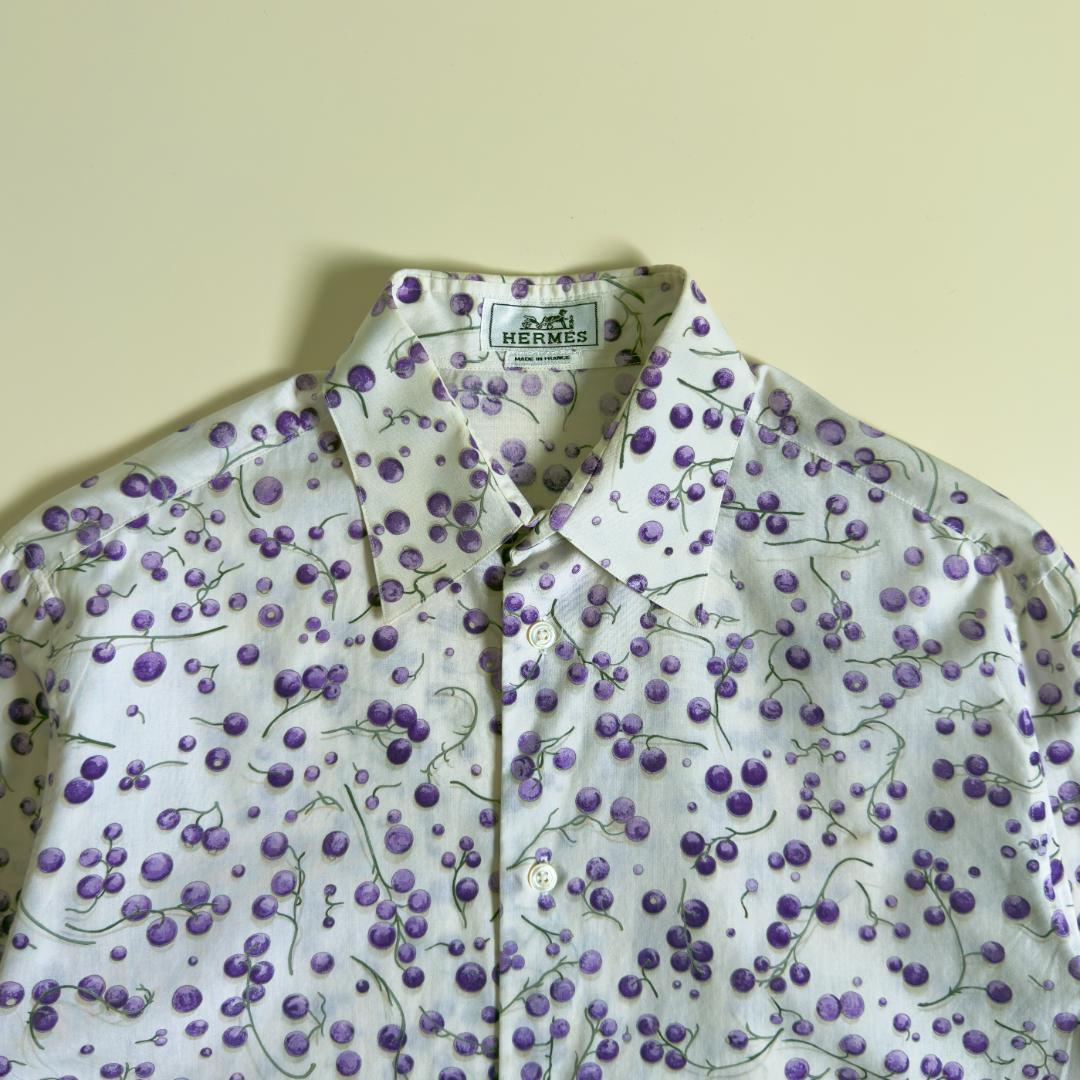 HERMES 2010s Blueberry Pattern Shirt #PGD2SA