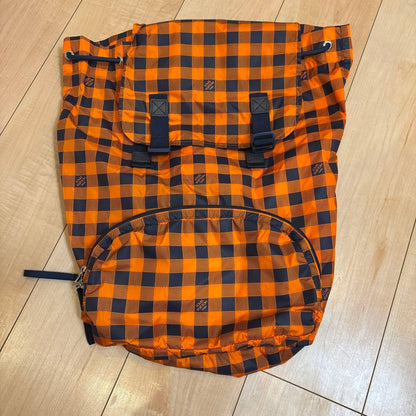 LOUIS VUITTON Orange Check Pattern Backpack Front Pocket #QYJXNL