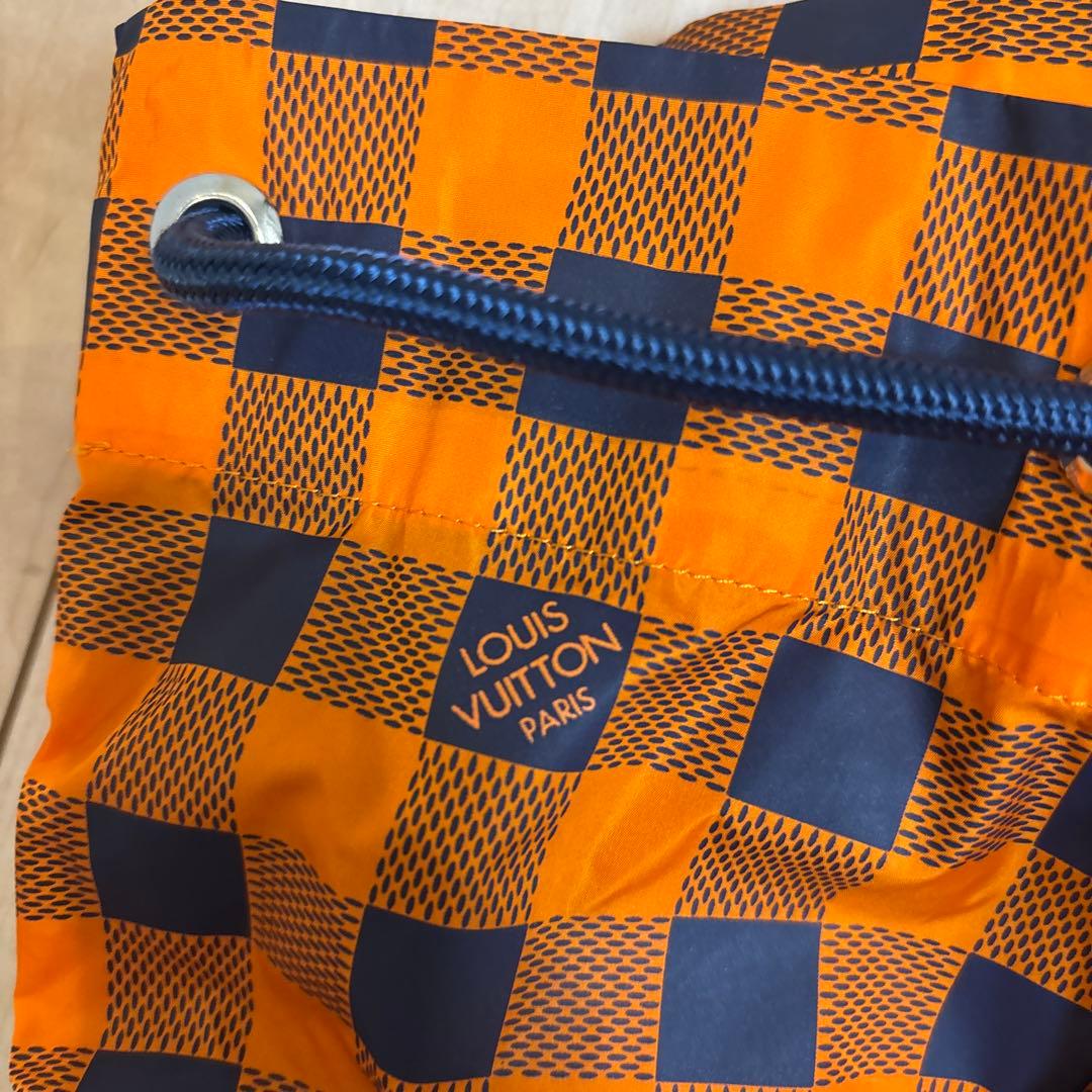 LOUIS VUITTON Orange Check Pattern Backpack Front Pocket #QYJXNL