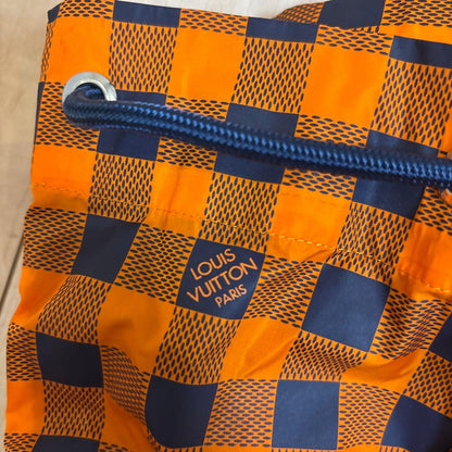 LOUIS VUITTON Orange Check Pattern Backpack Front Pocket #QYJXNL