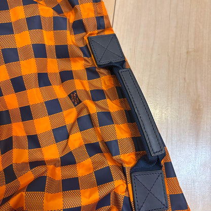 LOUIS VUITTON Orange Check Pattern Backpack Front Pocket #QYJXNL