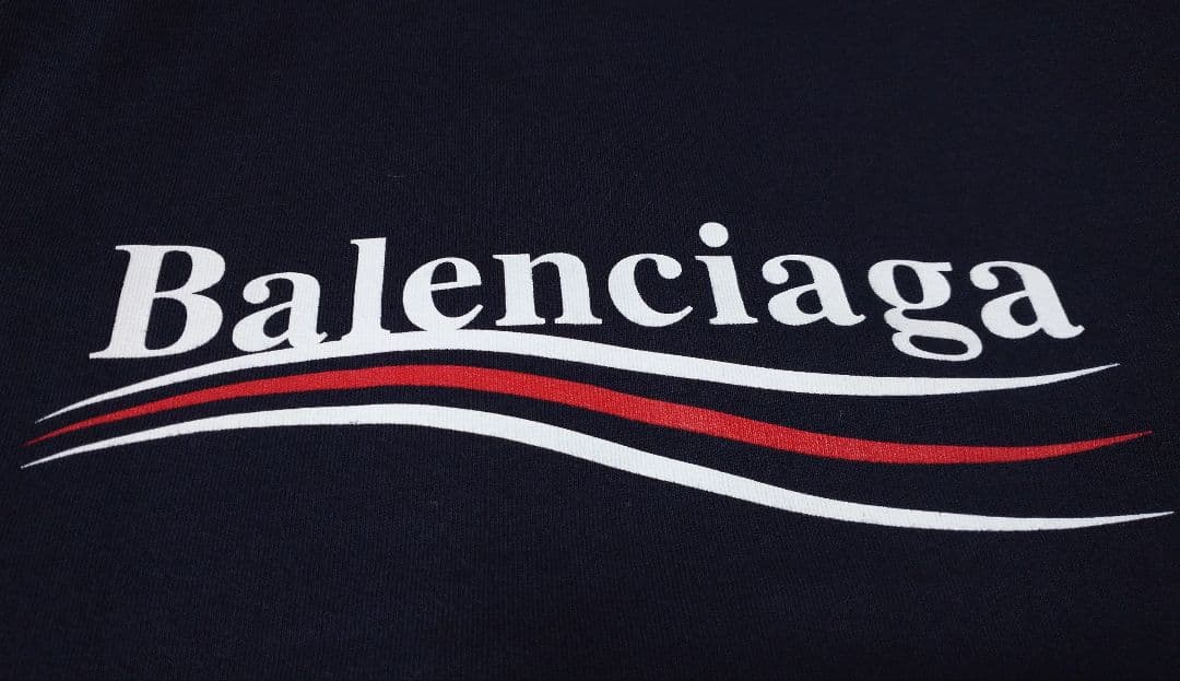 Balenciaga campaign logo hoodie, dark blue, size S, fleece lining #QY3G7L