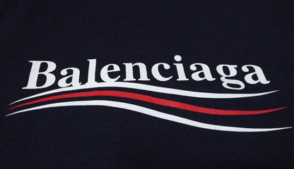 Balenciaga campaign logo hoodie, dark blue, size S, fleece lining #QY3G7L