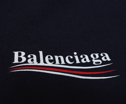 Balenciaga campaign logo hoodie, dark blue, size S, fleece lining #QY3G7L