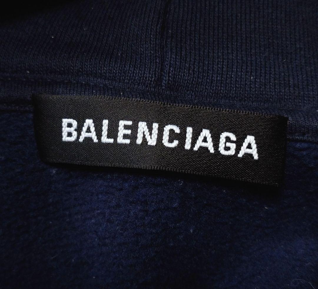 Balenciaga campaign logo hoodie, dark blue, size S, fleece lining #QY3G7L