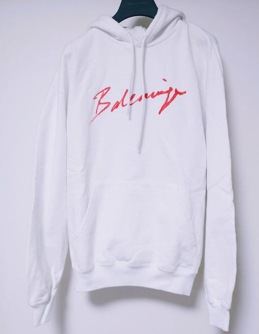 Balenciaga Lipstick Logo Hoodie White XS #QYF0VK