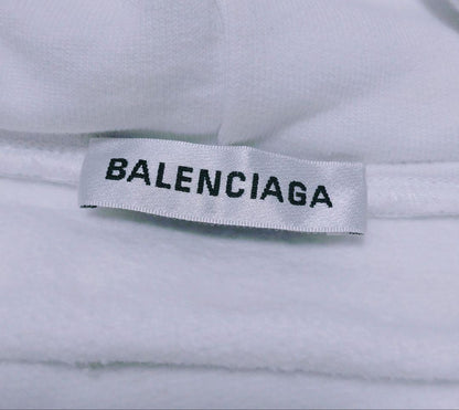 Balenciaga Lipstick Logo Hoodie White XS #QYF0VK