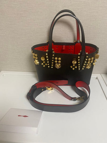 Christian Louboutin Cabata Red Studs Tote Bag Used Mint #QY3N8S