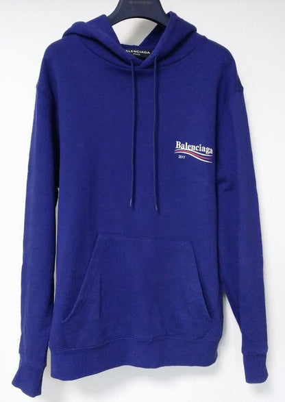 Balenciaga hoodie with 100th anniversary campaign logo, navy, size S #QYJB76