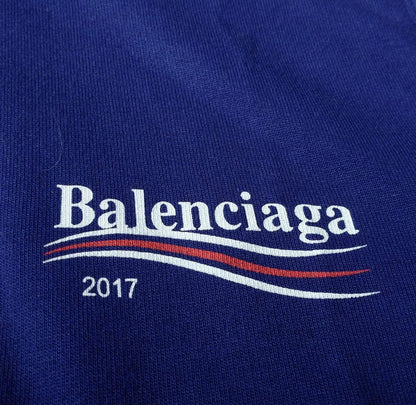 Balenciaga hoodie with 100th anniversary campaign logo, navy, size S #QYJB76