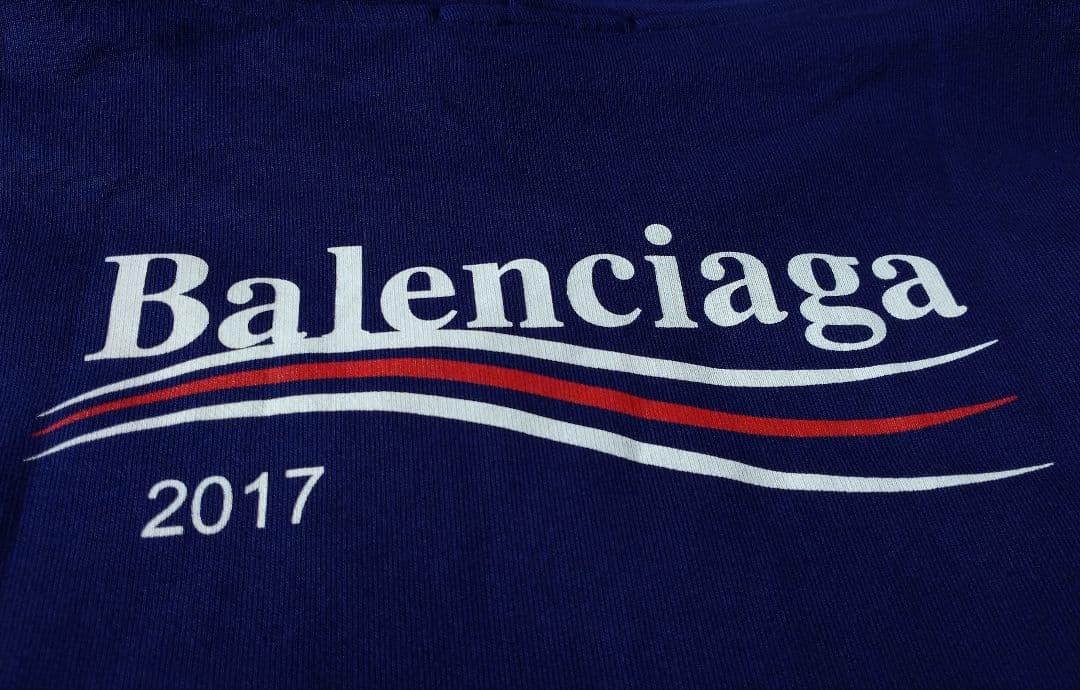 Balenciaga hoodie with 100th anniversary campaign logo, navy, size S #QYJB76