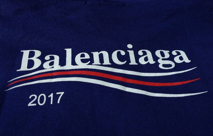 Balenciaga hoodie with 100th anniversary campaign logo, navy, size S #QYJB76