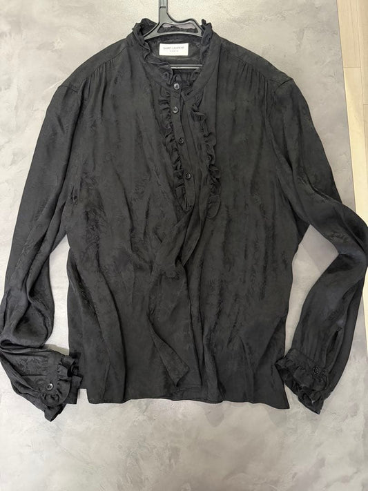 SAINT LAURENT black dress shirt #QYI0EO